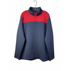 ZYIA ACTIVE Pullover Men XL Blue Red Canyon Quilted Oversized Button Sweatshirt